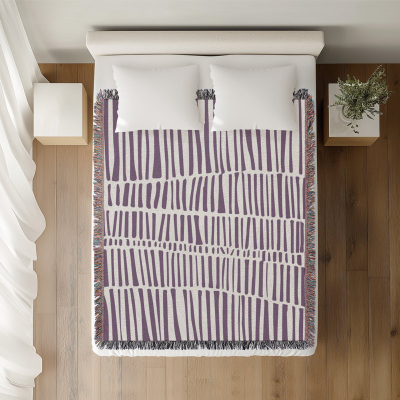 Jeté en coton Afia Tribal, Jeté 60 po x 60 po, Mauve
