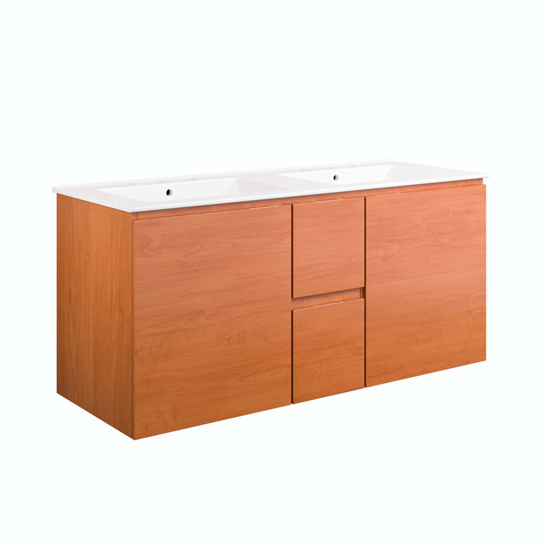 Ensemble de meuble-lavabo mural double 48 "Scenic par Modway, Blanc