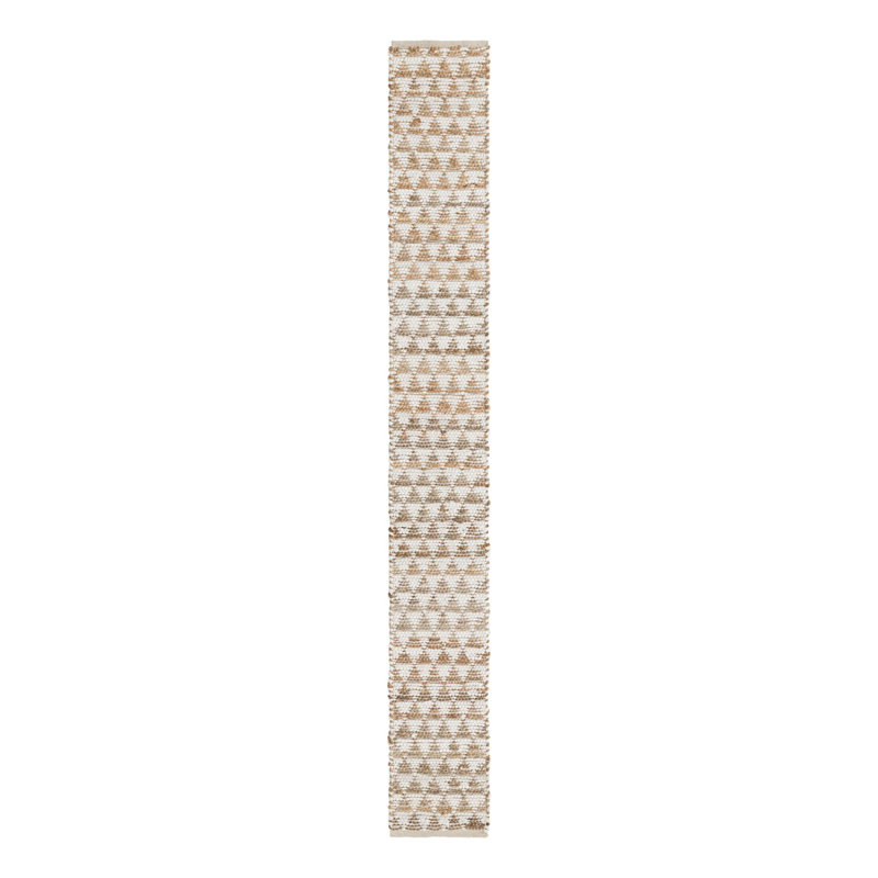 Tapis brun / beige en jute / coton tissé à plat à la main Anner, Chemin de table 1 pi 2 po x 10 pi