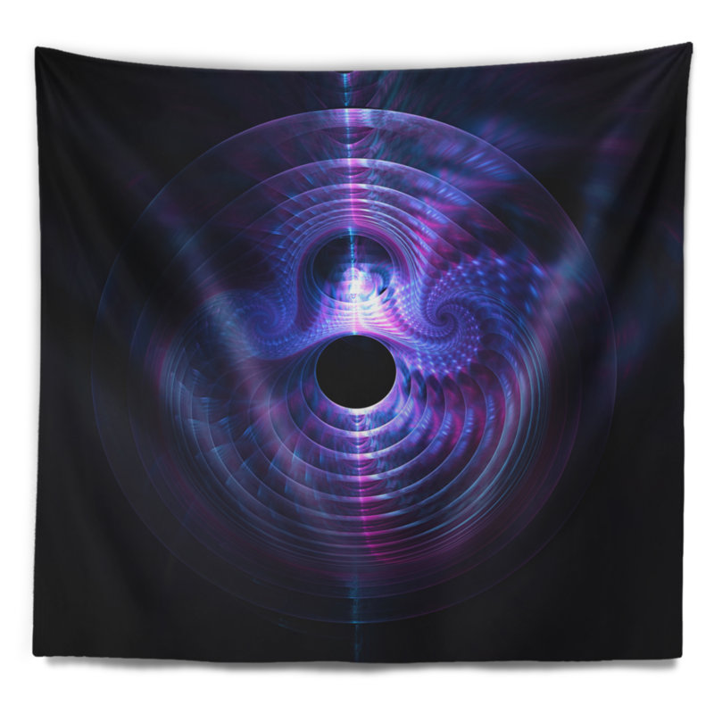 Tapisserie abstraite en polyester, H 78 po x l 92 po, Mauve / Noir