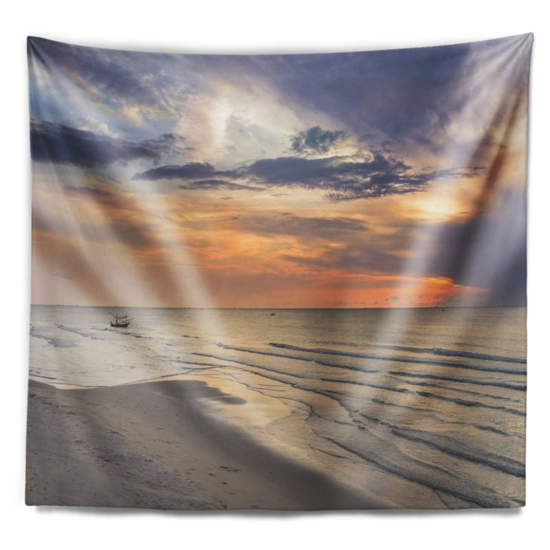 Tapisserie de soleil calme en thaïlande de mer, H 78 po x l 92 po