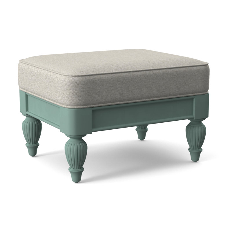 Grand View Ottoman, White Performance Fabric; 0851-94, Antique Black Finish