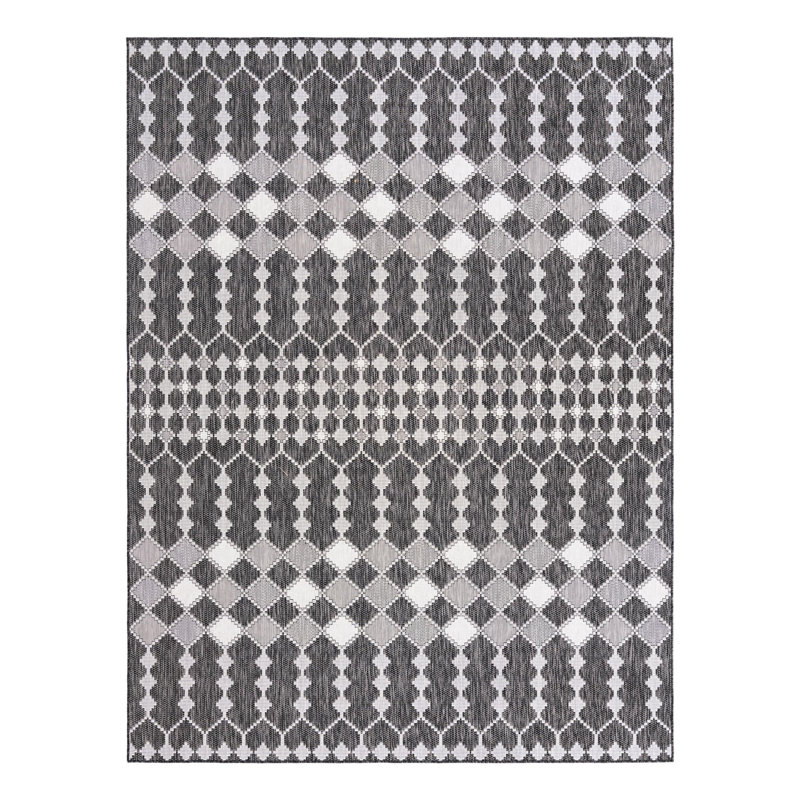 Charcoal Traliccio Indoor/Outdoor Trellis Rug, Rectangle 9' x 12'