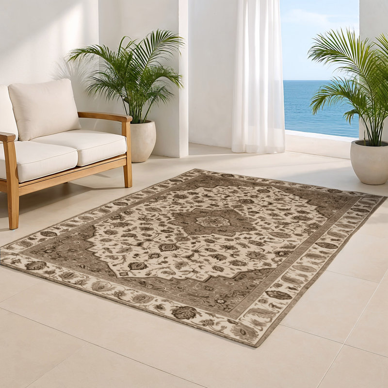 Tapis gris d'intérieur et d'extérieur Tabriz, Rectangulaire 8 pi x 10 pi