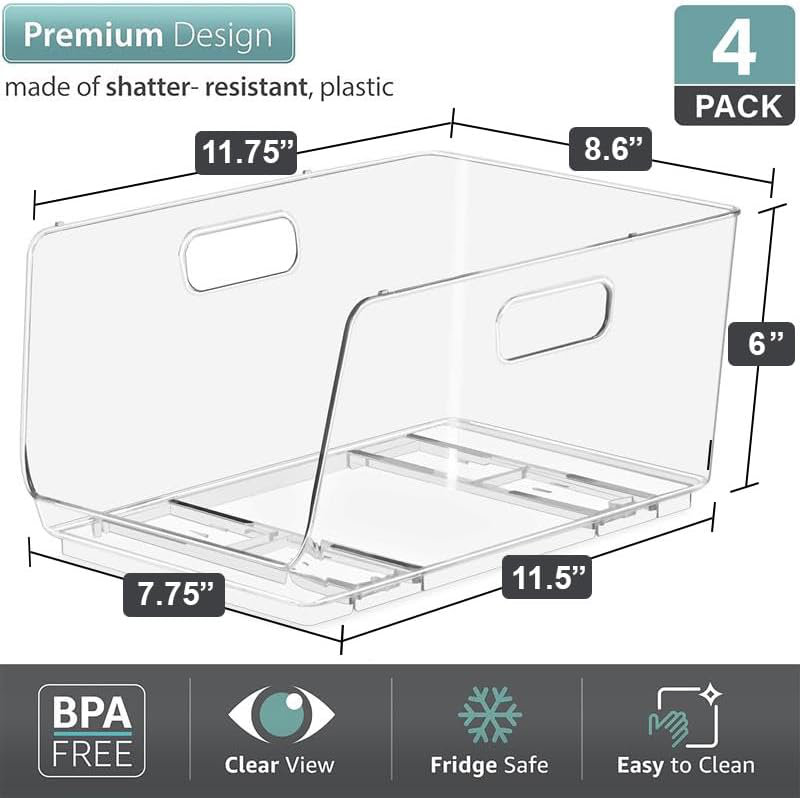 Bacs de rangement empilables ouverts à l'avant - Bacs de rangement empilables transparents