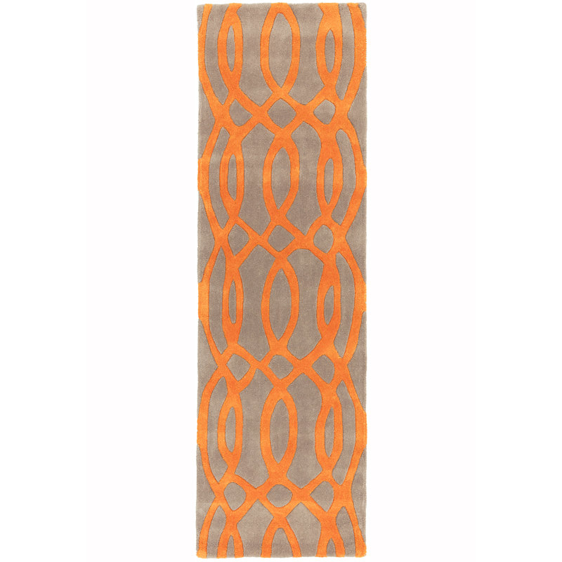 Bontang Hand Tufted Wool Orange Rug, Runner 70cm x 240cm