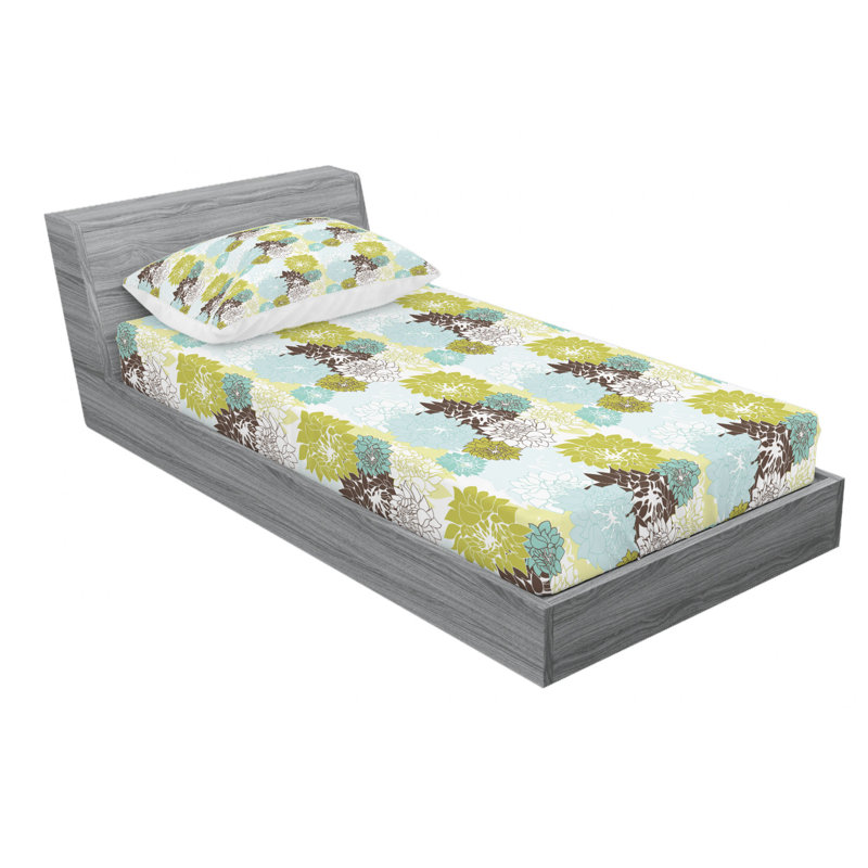 Microfiber Floral Sheet Set, Twin Sheet Set + Fitted Sheet + 1 Pillowcase