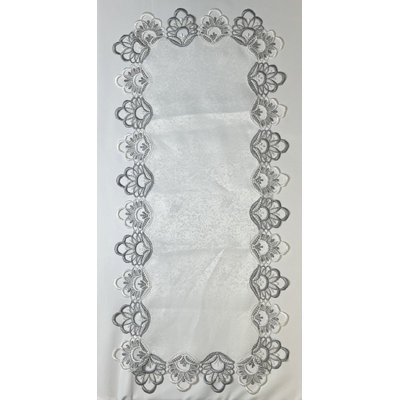 (16x36") Poly Lace Runner-White/Grey