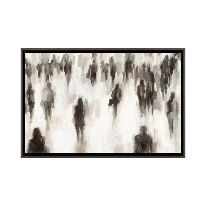 Reproduction d’art, "commuters II" par Ethan Harper, H 18 po x l 26 po x P 1,5 po, Toile encadrée de bois rustique foncé