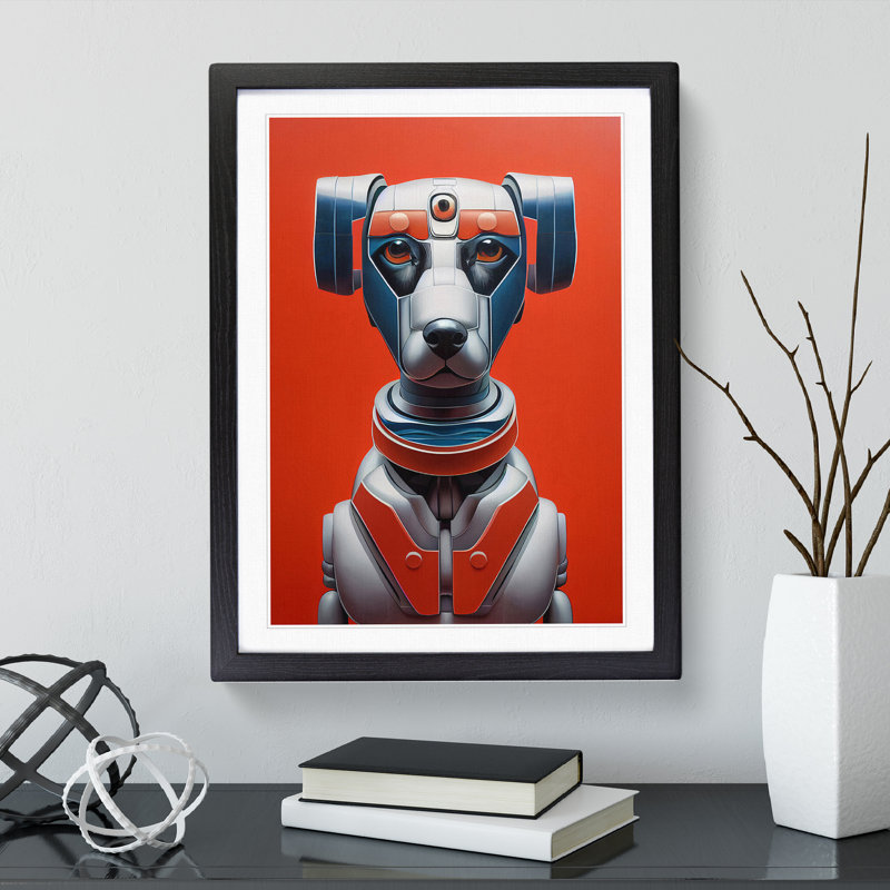 Robo Dog - Single Picture Frame Print, Black Framed, 64cm H x 46cm W x 2cm D