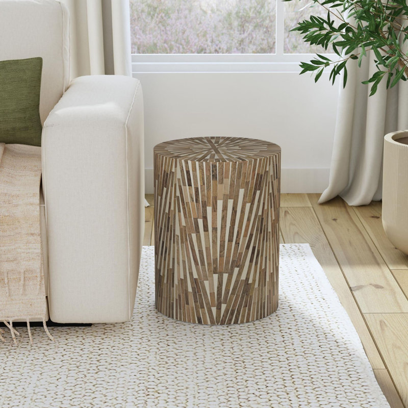 Buckner Wood and Bone Inlay Side Table