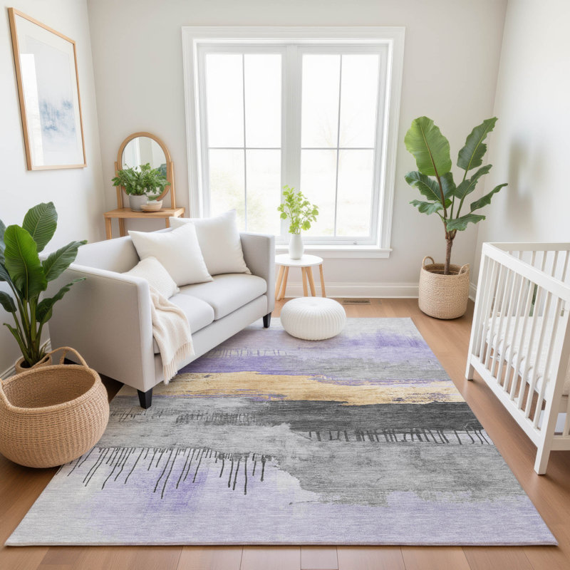 Premium Machine Washable Fairwood AMF1880 Modern Rug, Rectangle 5' x 7'6"