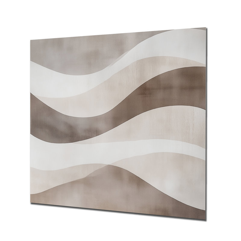 Minimaliste neutre géométrie ondulée - Minimalisme abstrait, décoration murale en métal, impression moderne sur métal