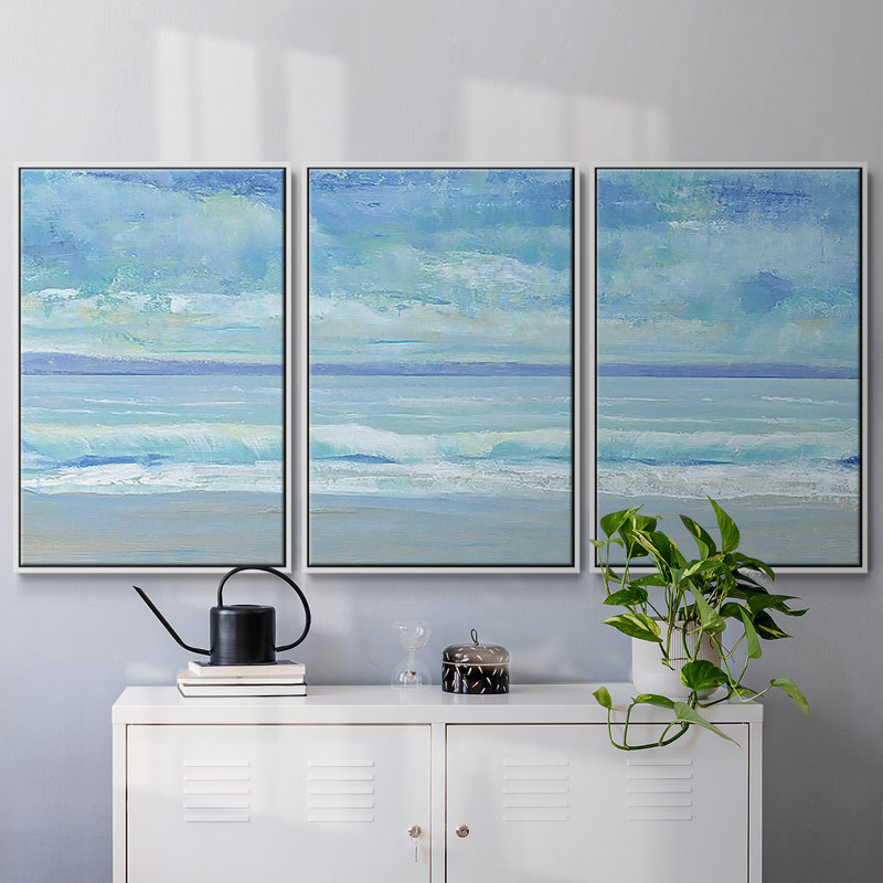 Rolling Surf II, reproduction sur toile 3 pièces, H 36 po x l 75 po x P 2 po, Blanc