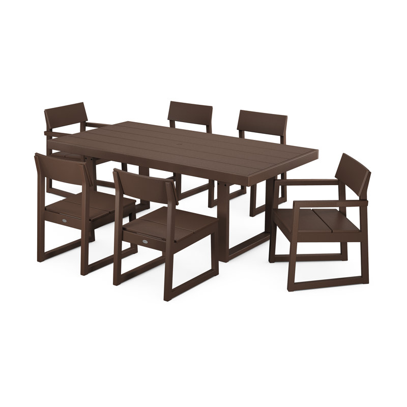 Edge Rectangular 6-Person 78'' Long Dining Set, Mahogany