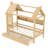 Twin Solid Wood Kids House Bed with Storage Drawers, Shelves & Window – Platform Bed for Boys & Girls, Natural-1223345148-1223345149