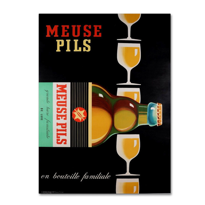 « meuse bière », affiche rétro sur toile tendue, H 19 po x l 14 po