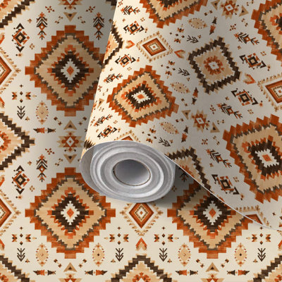 Papier de contact à peler et coller avec papier peint de style tribal à motif géométrique de style tribal du Sud-Ouest 24 po x 118 po (60 x 300 cm) amovible