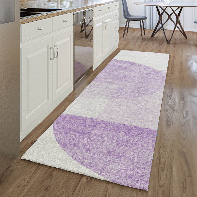 Tapis mauve de qualité supérieure lavable à la machine Prisco, Tapis de couloir 2 pi 3 po x 7 pi 6 po