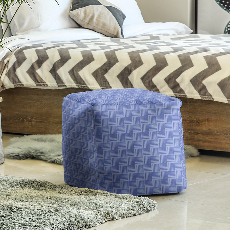 Repose-pieds cubique à rayures classic basketweave, Bleu