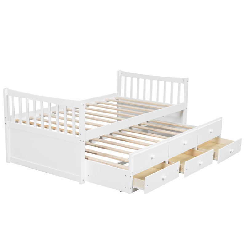 Daybed with Trundle and Drawers, White