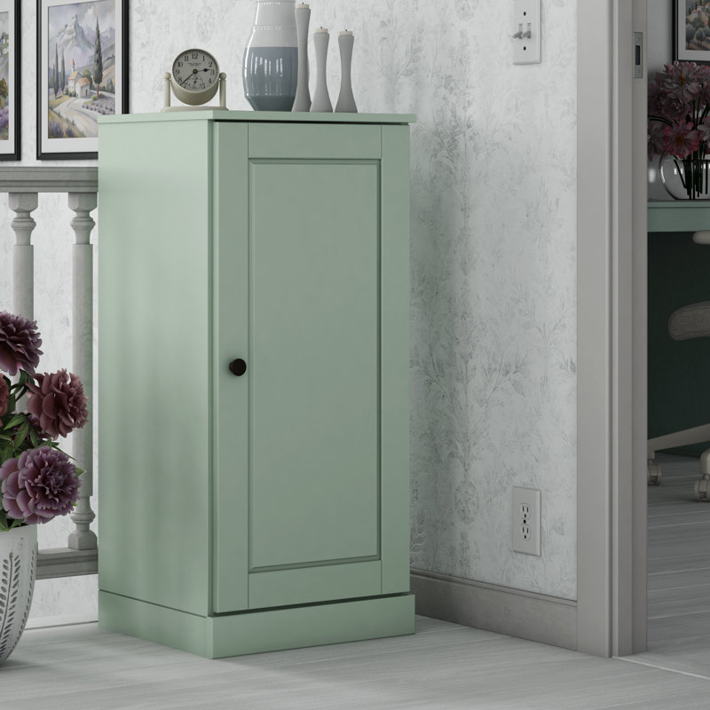 100% Solid Wood 3-Shelf Bookcase with Solid Door and Adjustable Shelves, Sage