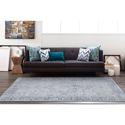 Somona Machine Washable Oriental Flatweave Performance Blue/Ivory Area Rug