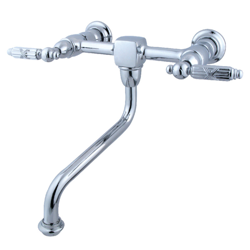Kingston Brass Heritage Two-Handle 2-Hole Wall Mount Bathroom Faucet, Polished Chrome