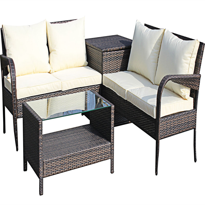 Runion 4 - Person Patio Dining Set with Rectangular Table , Cushions Included
