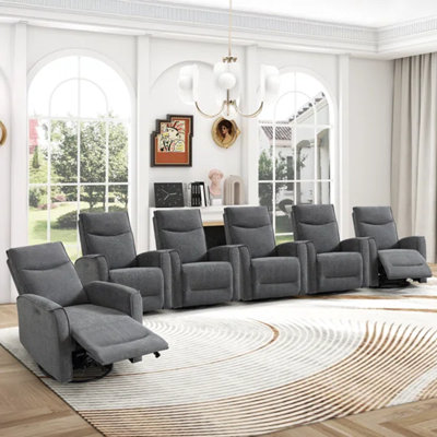 29.1" Wide Modern And Soft Swivel And Glider Power Reclining Home Theater Seating With USB Port (Set Of 6)