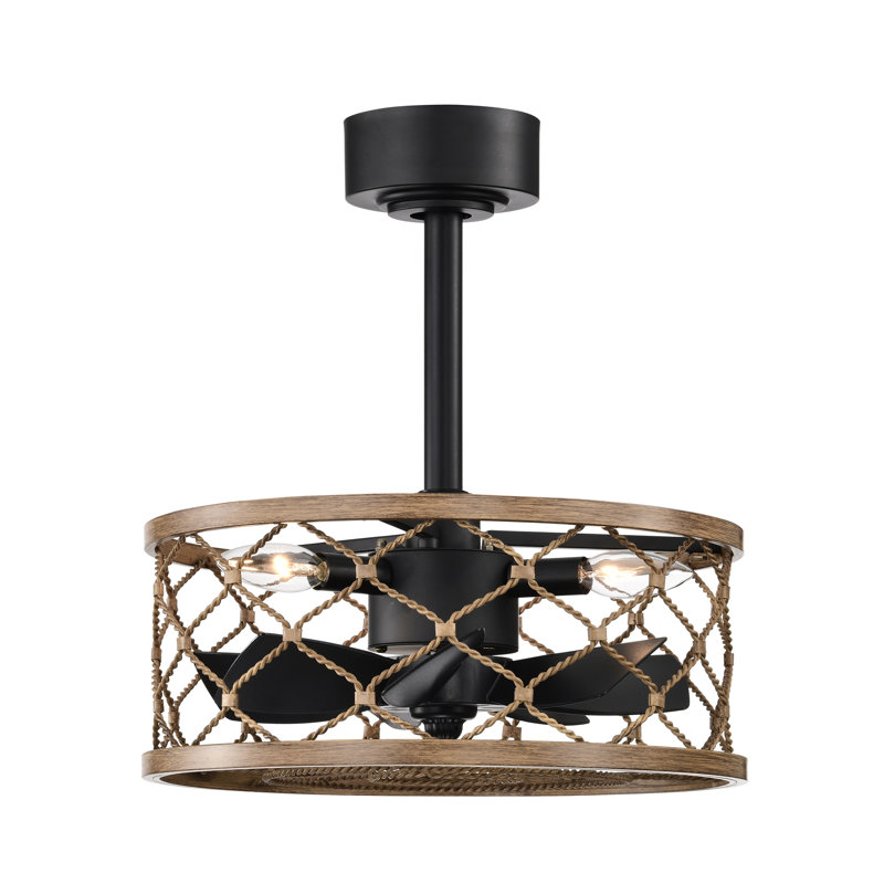 Ventilateur de plafond 12 pales en cage 12,99 "avec télécommande et ensemble d'éclairage inclus Elidh
