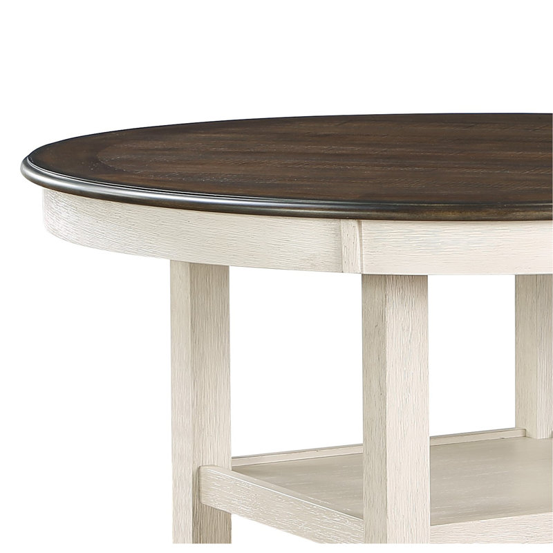 1Pc Counter Height Table With 2X Display Shelves Transitional Style Furniture