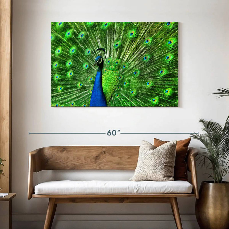 Brampt Chartreuse Green Peacock Feather, 30" H x 45" W