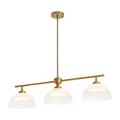 Modern 3-Light Domed Glass Dining Linear Pendant