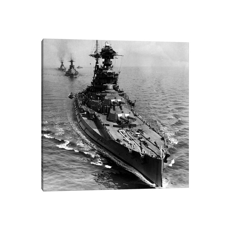 WWII Era Destroyer Fleet - Wrapped Canvas Print, 30.48 cm H x 30.48 cm W