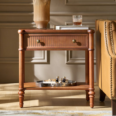 Hoai Jacky Transitional 26"Tall 1-Drawer End Table with Built-In Charging Ports