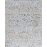 Hand-Knotted High-Quality Silver and Blue Area Rug