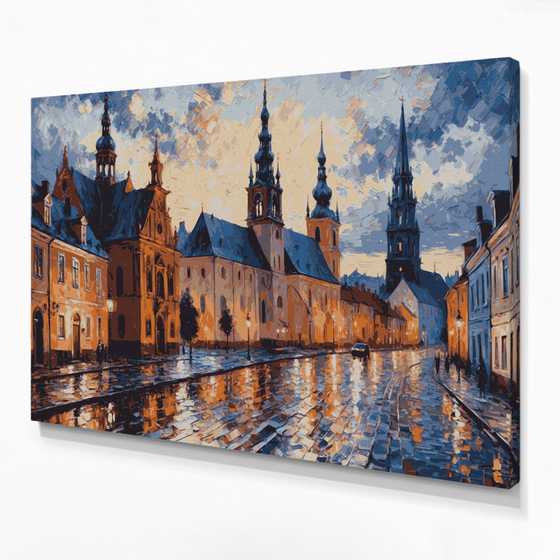 Art mural sur toile noir avec villes de Riga Lettonie, H 11 po x l 14 po