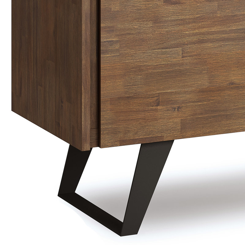 Rustic Natural Aged Brown Acacia Tall Storage Cabinets with Adjustable Shelving