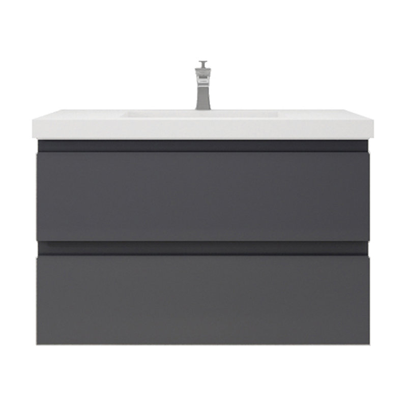 Amahd Single Bathroom Vanity with Acrylic Top, Hight Gloss Gray