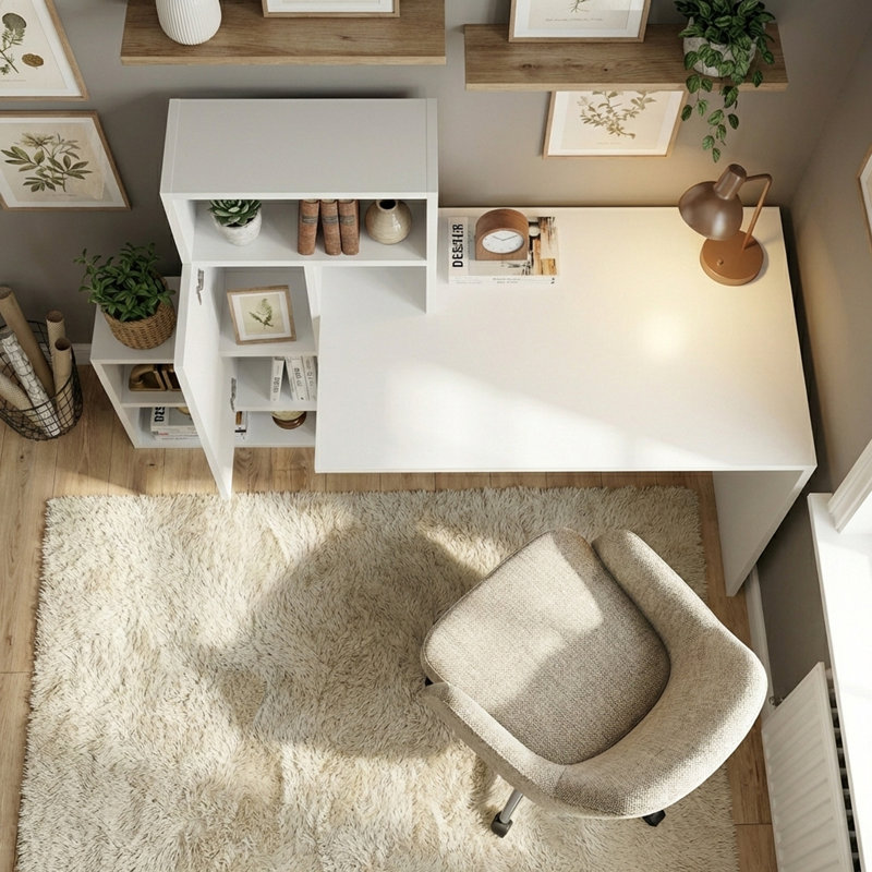 Bureau à bibliothèque intégré Elara