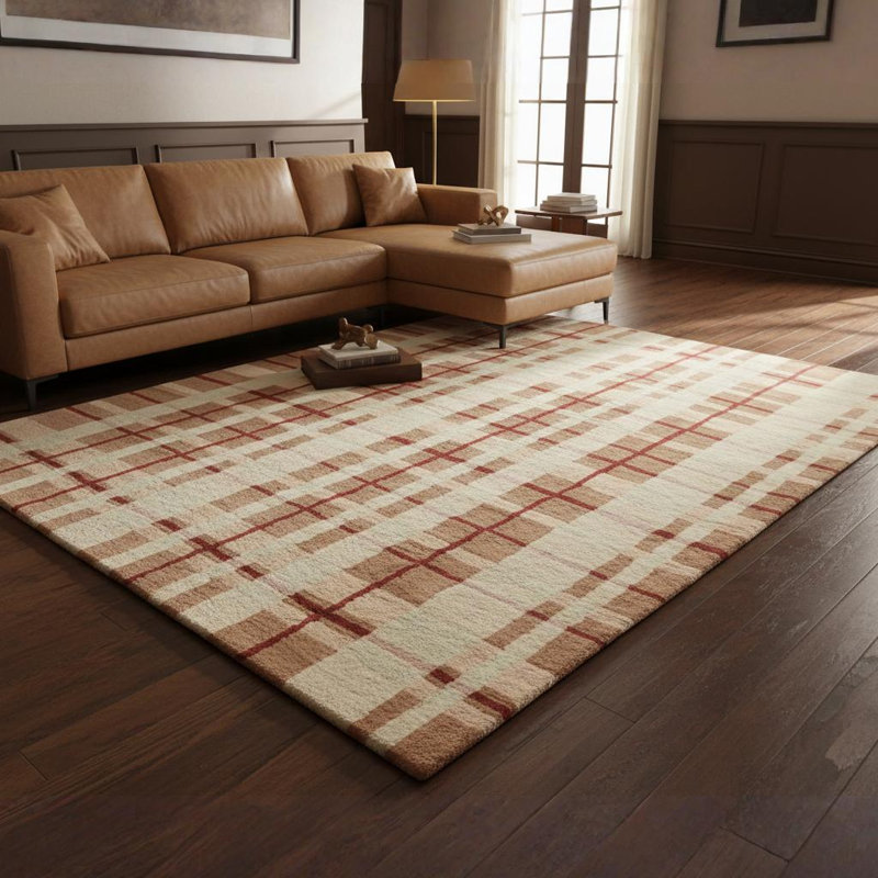Tapis beige, brun et rouge en laine touffeté à la main Ailey, 5 pi x 7 pi 6 po
