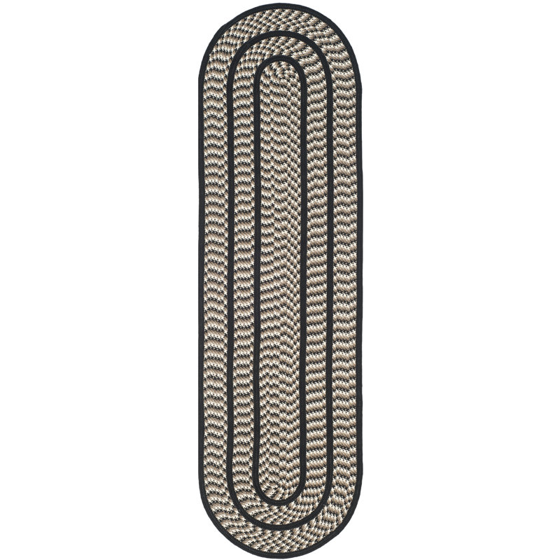 Tapis ivoire / brun tressé à la main Georgina, Ovale 2 pi 3 po x 8 pi