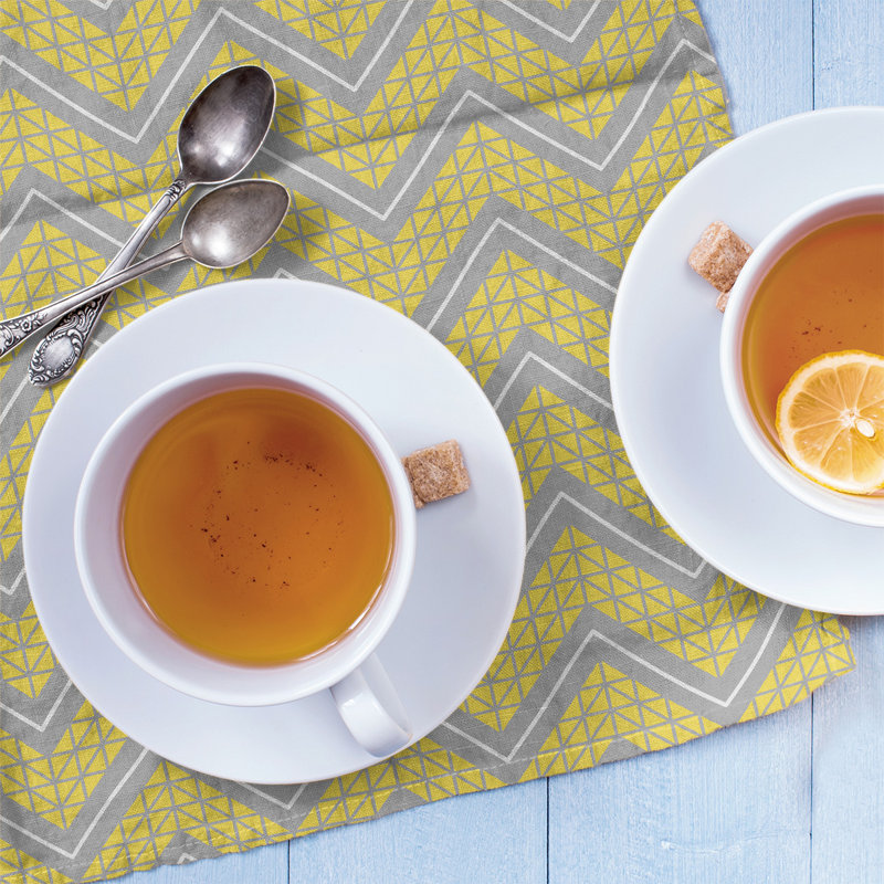 Stephenie Tea Towel Kitchen Towel, GRay/Yellow/White, Cotton Twill