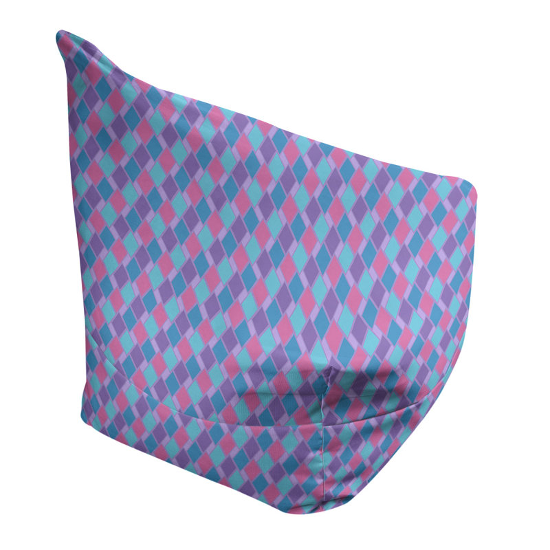 Sac de pois Leffel, H 27 po x l 30 po x P 25 po, Housse de pouf, Bleu / Mauve