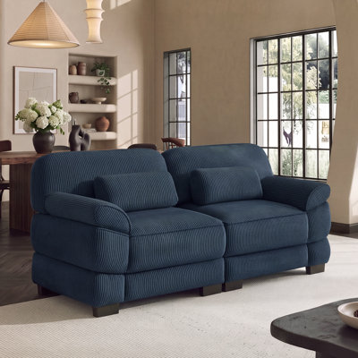 Canapé Cloud 2 places moderne et modulable, avec assise profonde de 194 cm, revêtement en velours côtelé moelleux, accoudoirs et coussins lombaires rembourrés amovibles, idéal pour le salon, la chambre et l'appartement.