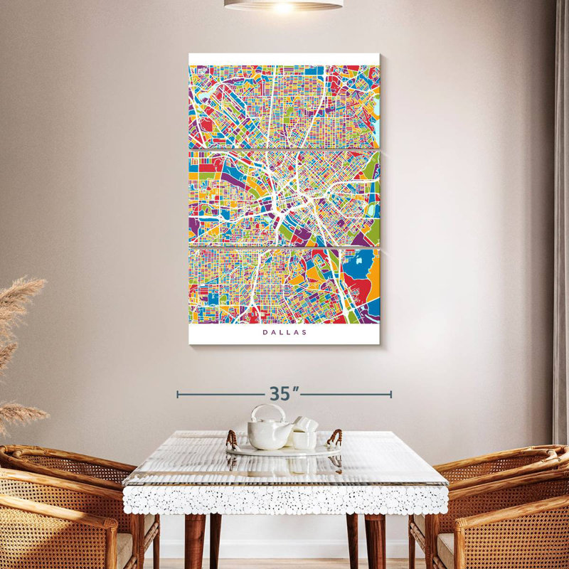 Aliaz Dallas Texas City Map IV, 50" H x 32" W