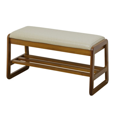 Faux Leather Upholstered Solid Wood Flip Top Entryway Storage Bench