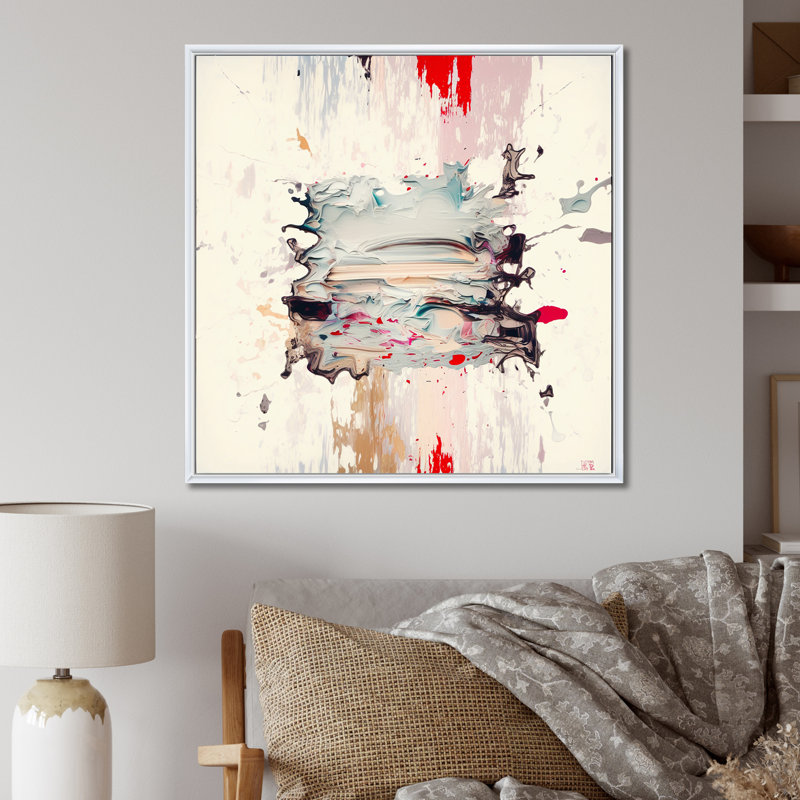 «Dancing Alone Minimal Abstract Paint I», peinture abstraite murale, salon, Cadre flottant blanc, H 16 po x l 16 po x P 1 po