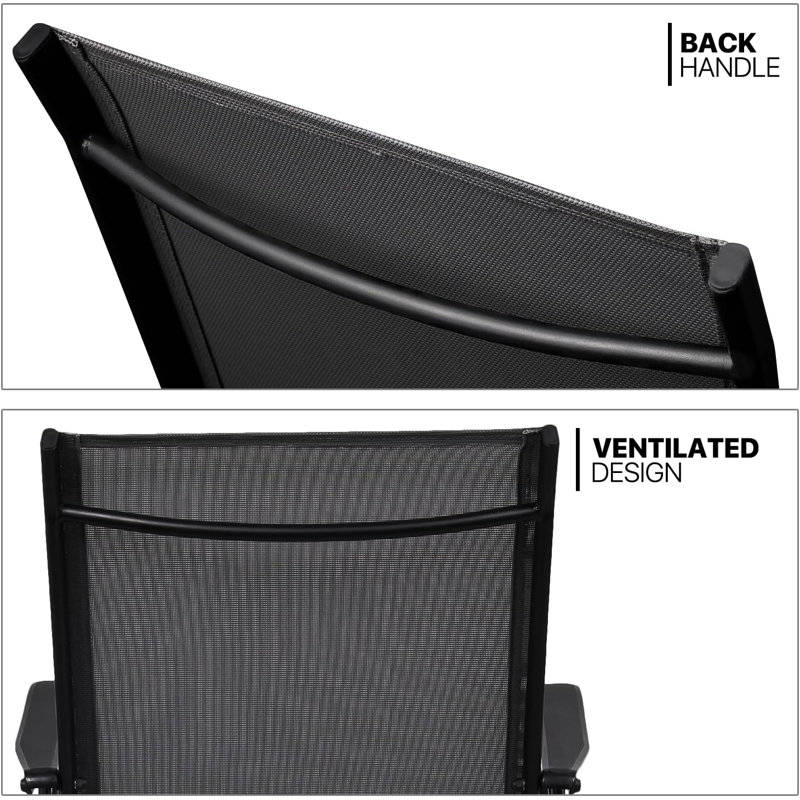 Chaise d'extérieur Cambri, Noir, noir, noir, noir